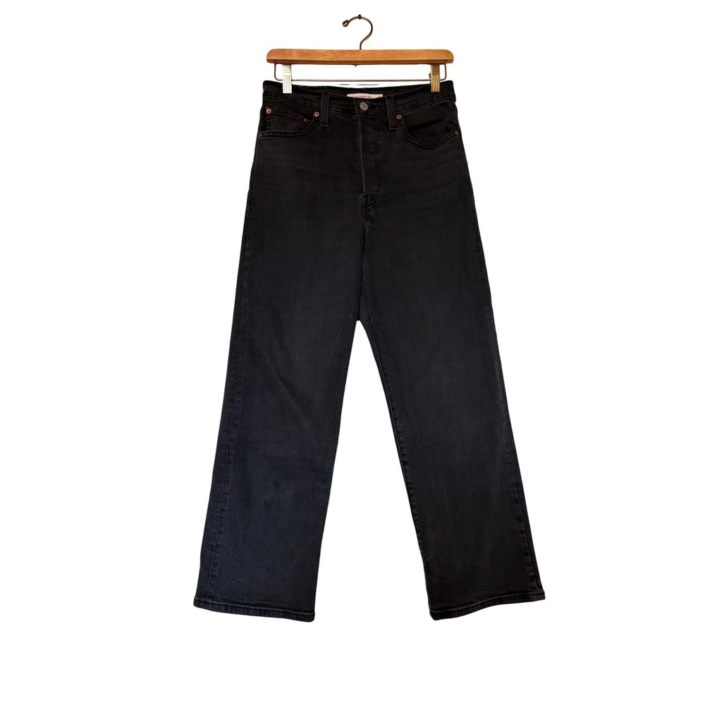 Levi's Ribcage Straight Ankle Jeans 27 Black High Rise‎ Button Fly 72693-0134